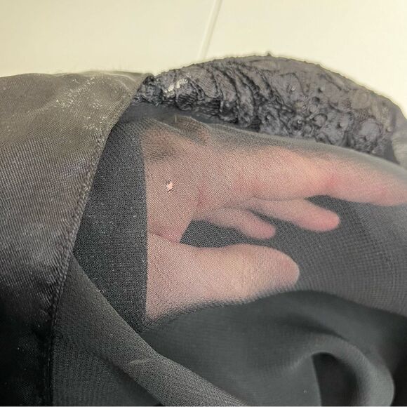 Lane Bryant Designs Collection Black Beaded Lace Button Front Shirt Women 14 16 - Picture 10 of 15